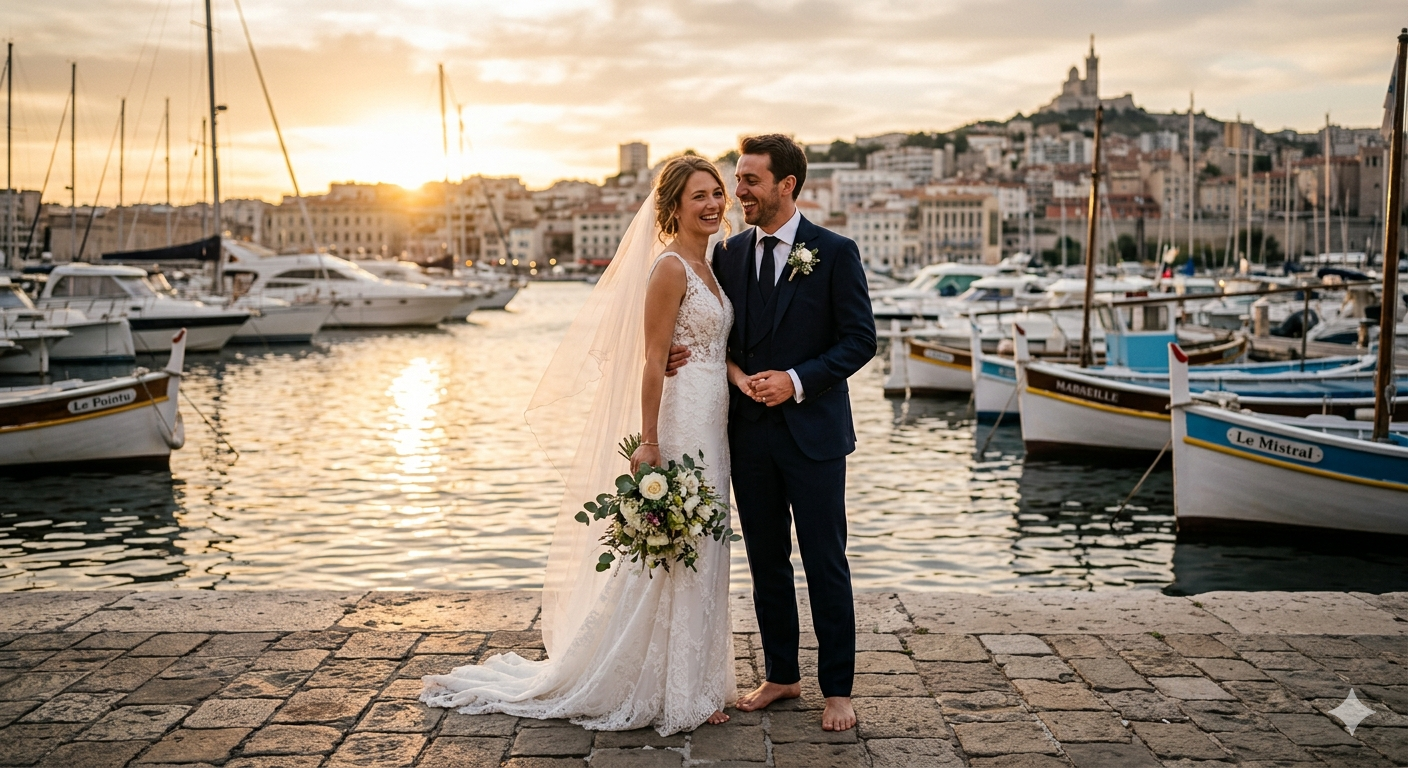 Photo mariage dans les calanques de Marseille par un photographe professionnel